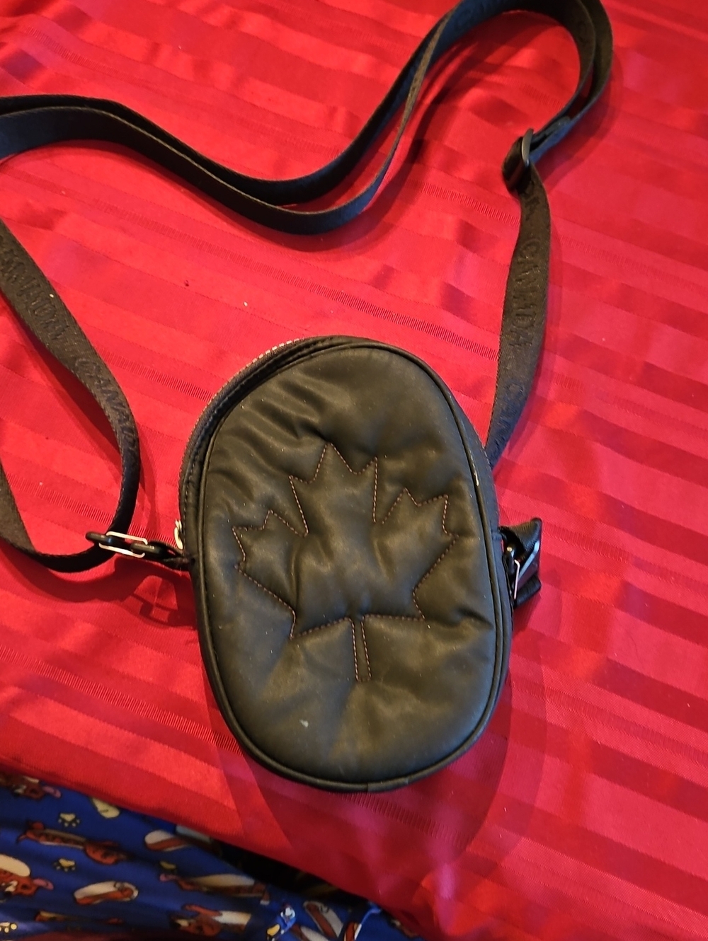 lululemon athletica Black Oval Crossbody Bag with Maple Stitch